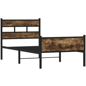 vidaXL Estructura De Cama Sin Colch&oacute;n Madera Roble Ahumado 107x200 Cm Vidaxl