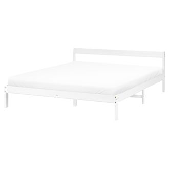 Beliani Cama Con Somier Estilo Minimalista De Madera De Pino 160 X 200 Cm Blanco Madone