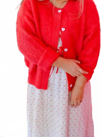 Le Lis Blanc Deux Essential Button Cardigan In Red