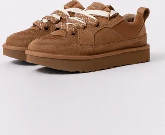 UGG Womens Dual Lace Suede Trainers in Tan Nylon - Size UK 7