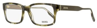 Ermenegildo Zegna Mens Soft Rectangular Eyeglasses EZ5254 098 Green Havana 54mm