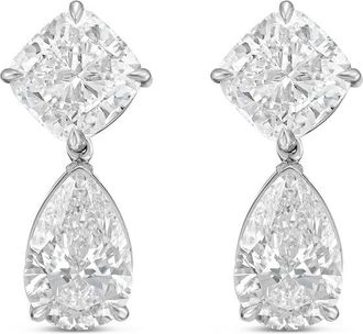 Diana M. Jewels 14kt White Gold 8.00 Ct tw of Lab grown square cushion and pear shape diamond earrings