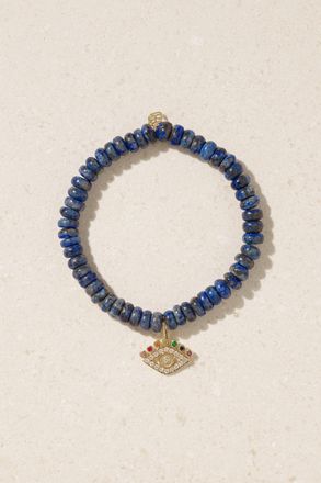 Sydney Evan Bracciale In Oro 14 Carati Con Pietre Evil Eye