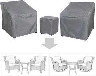 OEM Fundas Para Muebles De Jard&iacute;n, Impermeables, Para Exteriores, De 3 Piezas, Para Bistr&oacute;, Para Sof&aacute; De Jard&iacute;n (2 Sillas Y Mesa De Centro), Color Gris