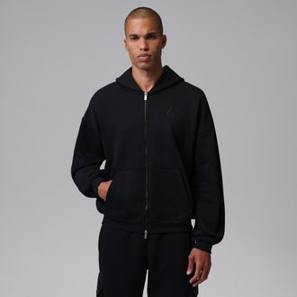 Nike Jordan Mens Jordan Brooklyn Oversized Fleece Full-Zip in Black | IM8931-010