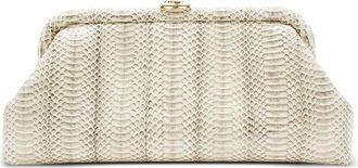 Jimmy Choo London Skylar snakeskin-effect clasp clutch bag - Beige
