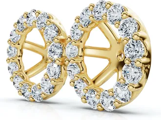 Pompeii3 7/8Ct Diamond Earring Jacket 14k Gold Fits 6-6.5mm round stone Lab Grown Size: Small