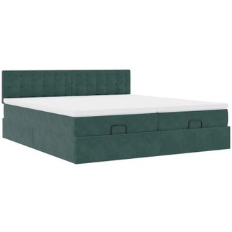 vidaXL Vidaxl - Estructura De Cama Otomana Colchones Terciopelo Verde Oscuro