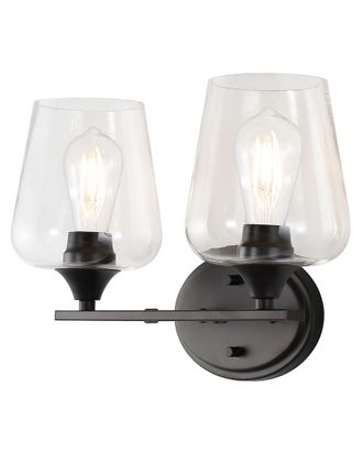 Jonathan Y Designs Jonathan Y Jayne 15.75In 2-Light Iron/Seeded Glass Cottage Rustic Led Vanity Light