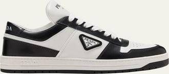 Prada Bicolor Leather Low-Top Court Sneakers