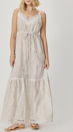 Splendid Anastasia Lace Trim Print Sleeveless Maxi Dress in Antique Pearl Ivory Paisley at Nordstrom, Size X-Small