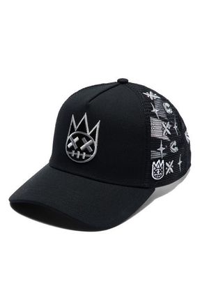 Cult of Individuality Shimuchan Logo Embroidered Trucker Hat in Black at Nordstrom