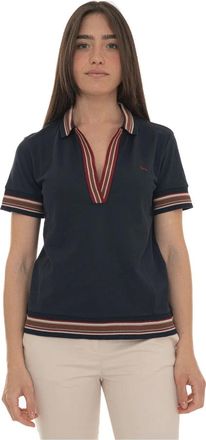 Harmont & Blaine Tops, Dames, Blauw, XL, Katoen, Polo shirt van katoen piqu&eacute;
