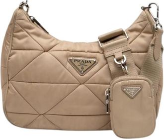 Prada Pre-owned Vintage Crossbody Bag - Dames - Vintage Schoudertas - Beige - ONE Size - Nylon - Vintage