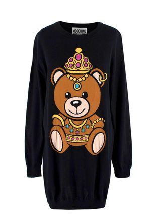Moschino Black Bear Long Knit Dress Size S