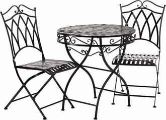 Wanderlust Deco Conjunto mesa y 2 sillas de forja negas