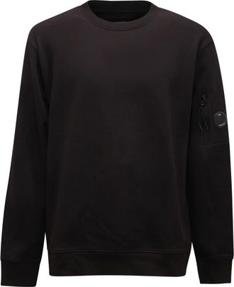 C.P. Company Sweatshirts, male, Black, Size: XL Diagonal Raised Fleece Crewneck Sweatshirt