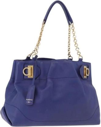 Ferragamo Pre-owned Tote Bag - Dames - Vintage Schoudertas - Blauw - ONE Size - Leer - Vintage