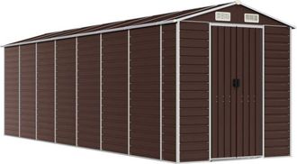 vidaXL Caseta De Jard&iacute;n Marr&oacute;n 191x640x198 Cm Acero Galvanizado Vidaxl