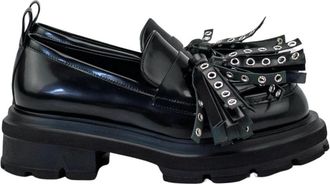 Elena Iachi Black Belt Mocassin Stijl Schoen - Dames - Loafers - Zwart - 39 EU - Schoenen