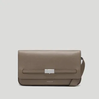 DeMellier The New York Crossbody in Dark Taupe Small Grain Leather Crossbody bag