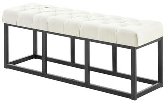 Clp Banco con patas de metal y asiento en Tela Crema