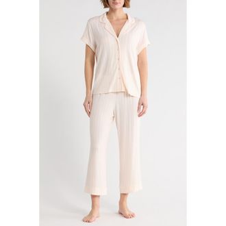 Nordstrom Rack Tranquility Cropped Pajamas in Pink- Ivory Medium Stripe at Nordstrom Rack, Size X-Small