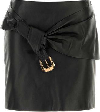 Versace Leren Minirok met Gedraaid Detail - Dames - Leren & Su&egrave;de rokken - Zwart - S - Leer - Rokken