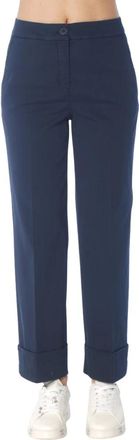 Via Masini 80 M650Le Pantalone met omslag - Dames - Broeken - Blauw - Maat: 3XL Gabardine