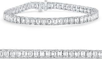 Pompeii3 15Ct Emerald Cut Diamond Tennis Bracelet 7 14k White Gold Size: Medium