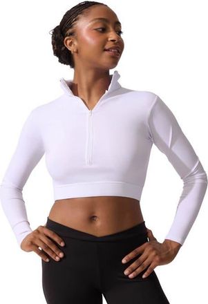 Capezio Turtleneck Long Sleeve Top in White at Nordstrom, Size X-Small