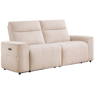 Vente-Unique Divano 3 posti relax elettrico in tessuto ciniglia beige - SCAMOCO