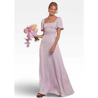 Maids to Measure Clemmie Satin Bridesmaid Dress in Lilac at Nordstrom, Size 14