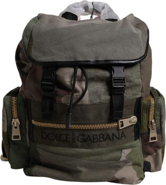 Dolce & Gabbana Military Green Patchwork School Backpack Mens Bag