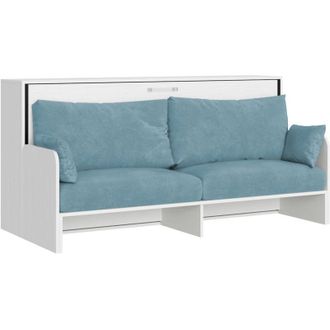 Itamoby Letto singolo a scomparsa Kando con divano con materasso bianco frassino, azzurro