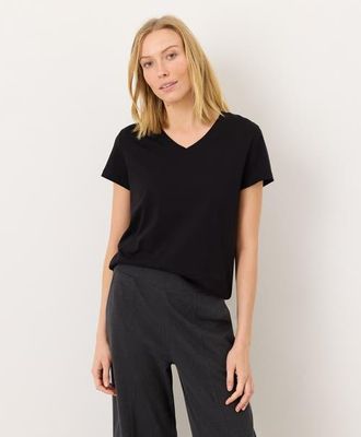 Pact Organic Cotton Womens Softspun Essential V-Neck Tee in Black at Nordstrom, Size Xx-Large