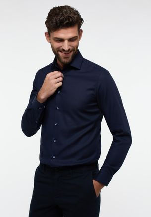 Eterna Langarmhemd ETERNA SLIM FIT, Herren, Gr. 41, Normalgr&ouml;ssen, navy, 100% cotton, schmal, Manschette, Hemden Langarmhemd, NON IRON (b&uuml;gelfrei)