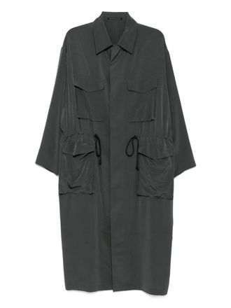 Yohji Yamamoto Crepe de Chine long dress - women - Triacetate/Polyester - 1 - Green