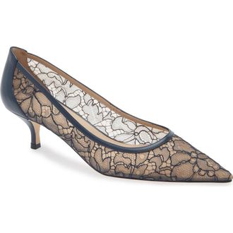 Stuart Weitzman Stuart Power 50 Pump in Navy Lace at Nordstrom, Size 10.5