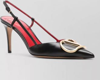 Valentino Garavani leather logo-embellished pointed-toe pumps