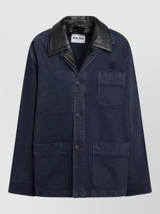 Miu Miu jacket long sleeves contrast collar front pockets
