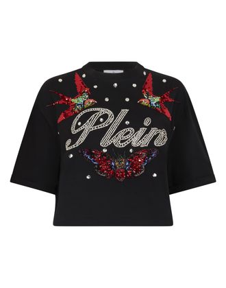 Philipp Plein Cropped T-Shirt Tattoo Strass