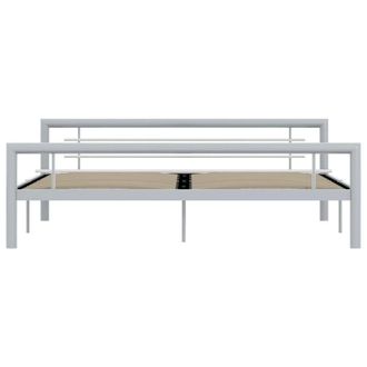 Berkfield Home Elegant Bed Frame Grey & White Metal 180x200 cm Super King