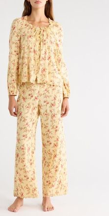 Reformation Paloma Lace Trim Cotton Blend Pajamas in Wistful at Nordstrom, Size X-Small