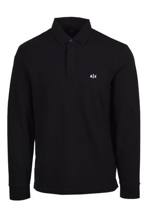 A|X Armani Exchange Long Sleeve Polo Shirt Black