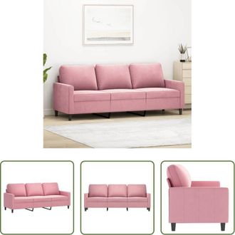 vidaXL Divano in velluto - Divano a 3 Posti rosa 180 cm in Velluto