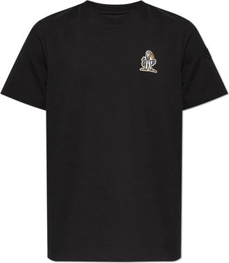 Moncler T-shirt met patch - Heren - T-shirts - Zwart - S - Katoen - Tops
