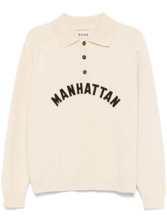 Bode Manhattan polo shirt - men - Wool - L - Neutrals