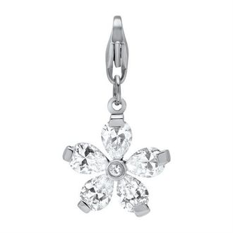 Unique Edelstahl Charm Blüte mit Zirkonia zum Sammeln