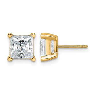 Diamond2Deal 14k Gold 5 ct Princess Lab Grown Diamond Stud Earrings VS Clarity, G-H Color